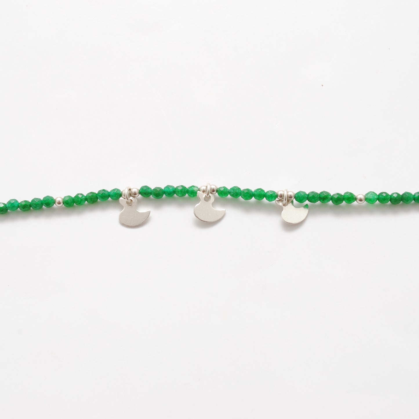 Natural Emerald Beaded Necklace – 925 Sterling Silver Charm Necklace