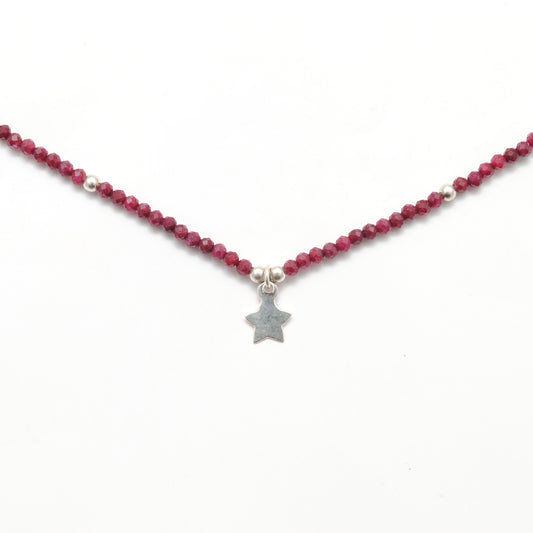 18" Natural Ruby Necklace – 2.40mm Faceted Gemstone Beads - view 3