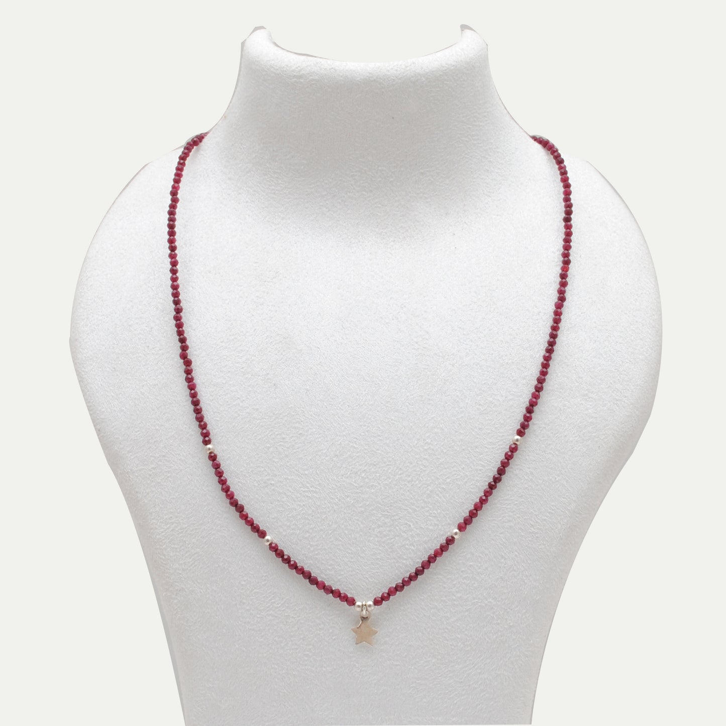 18" Natural Ruby Necklace – 2.40mm Faceted Gemstone Beads