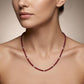 Genuine Ruby Beaded Necklace – 2mm Beads Silver Charm, 18" Handmade Jewelry