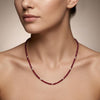 Genuine Ruby Beaded Necklace – 2mm Beads Silver Charm, 18" Handmade Jewelry