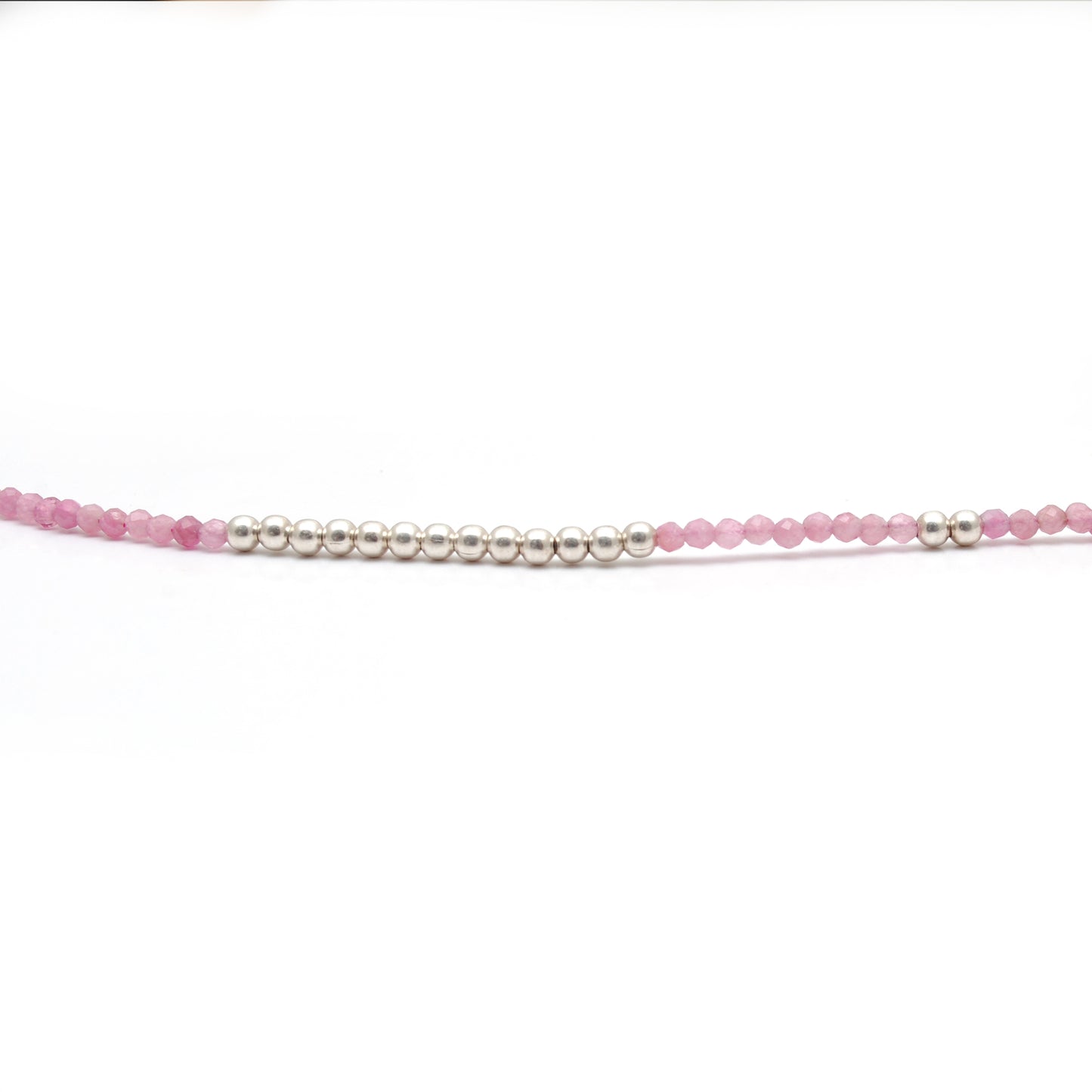 18" Natural Pink Tourmaline Beaded Necklace – 2mm Faceted Gemstone Beads
