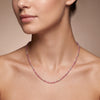 925 Sterling Silver Pink Tourmaline Beaded Necklace – 2mm Faceted Gemstone