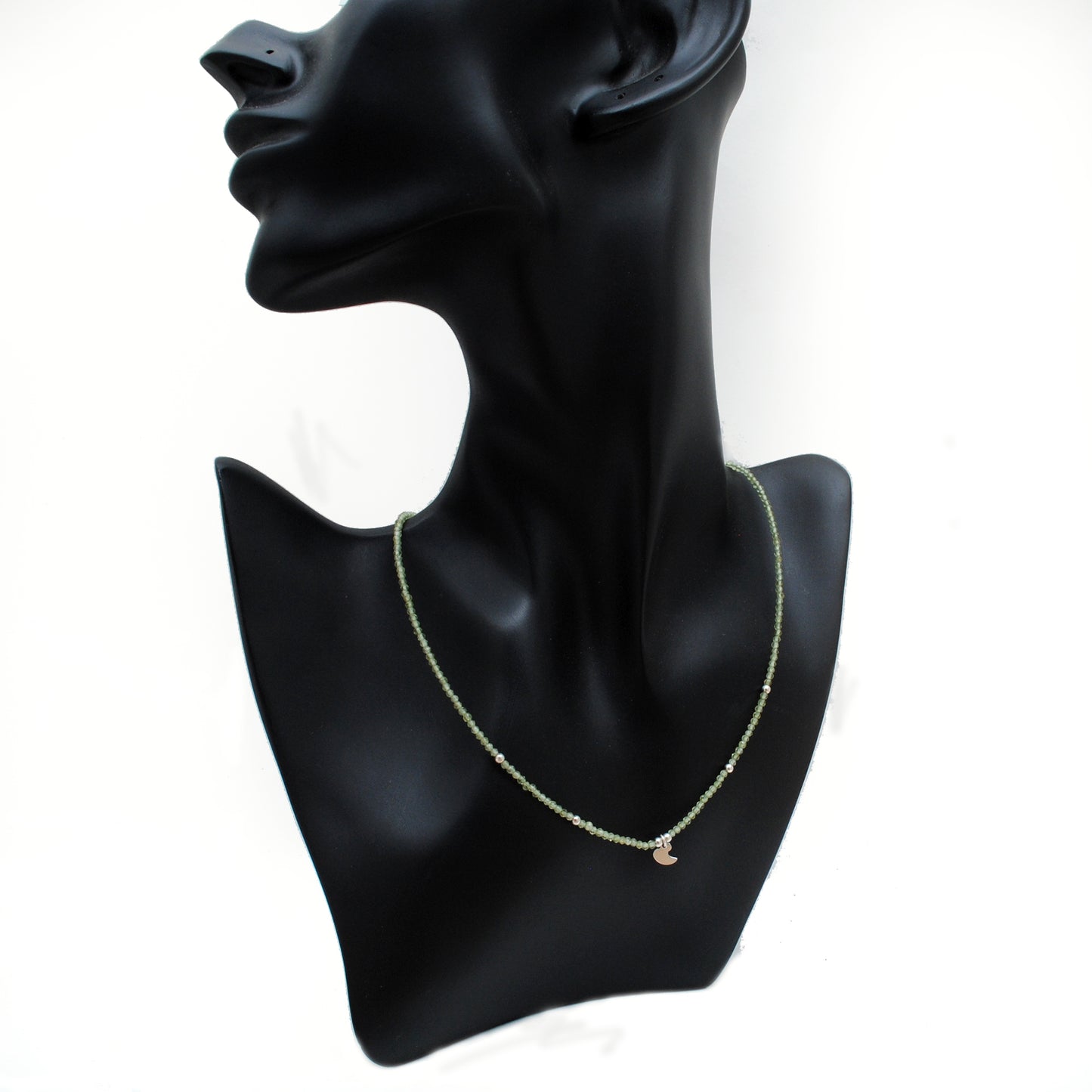 Natural Peridot Rondelle Beaded Necklace – 2mm Faceted Gemstone Jewelry