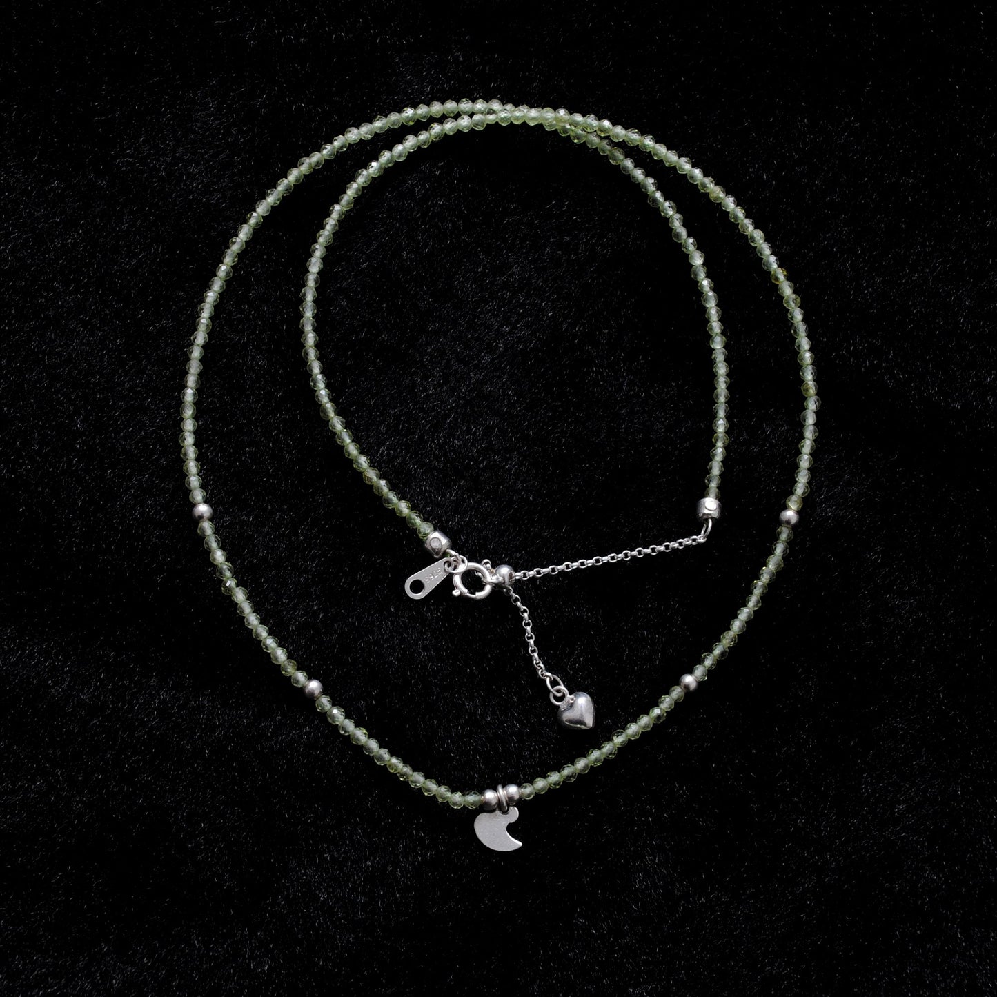 Peridot Rondelle Beaded Necklace 2mm