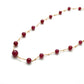 Sterling Silver Beaded Necklace with 18k Gold Plated Ruby Beads