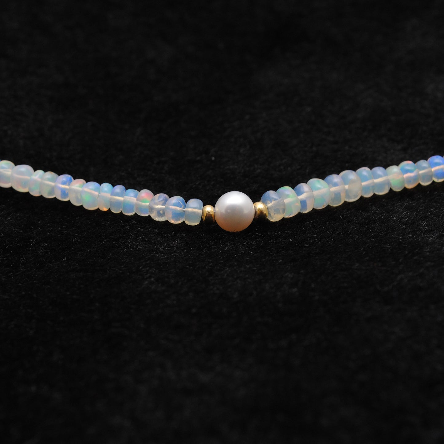 Ethiopian Opal Rondelle Beaded Necklace – Adjustable Sterling Silver Choker