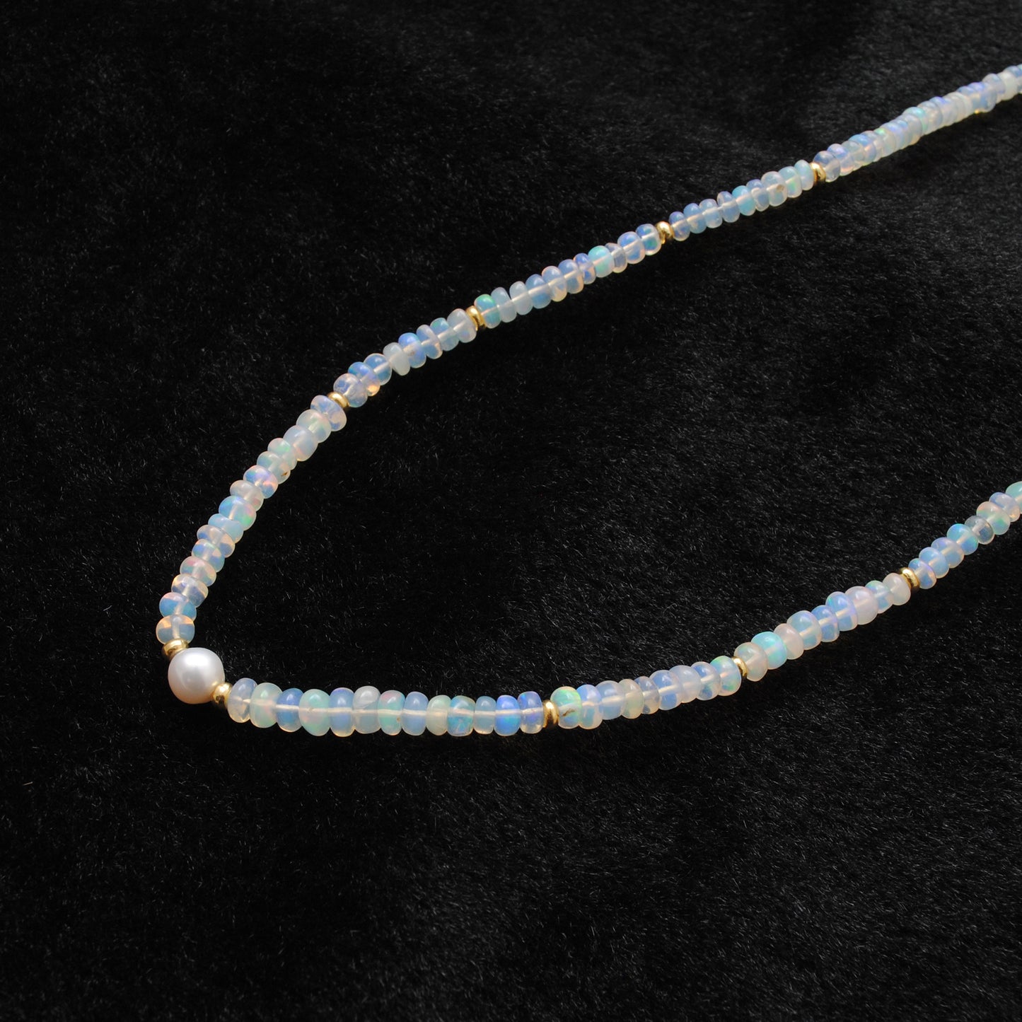 Ethiopian Opal Rondelle Beaded Necklace – Adjustable Sterling Silver Choker