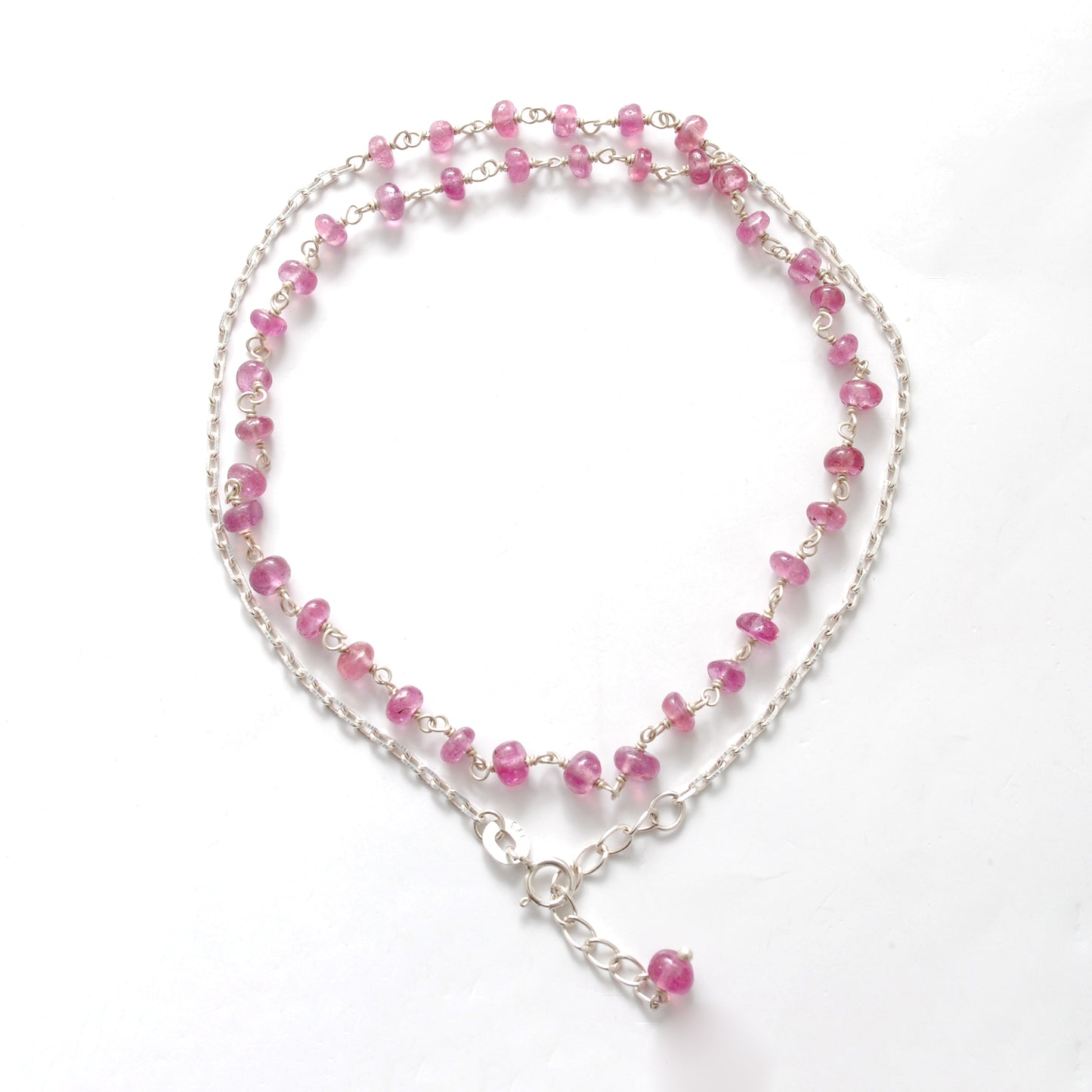 5mm Ruby Beaded Necklace – Faceted Rondelle Gemstones on 925 Sterling Silver