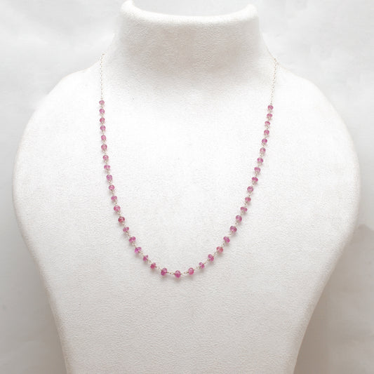 5mm Ruby Beaded Necklace – Faceted Rondelle Gemstones on 925 Sterling Silver