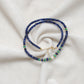Natural Emerald Beaded Necklace with Blue Sapphire Silver Choker