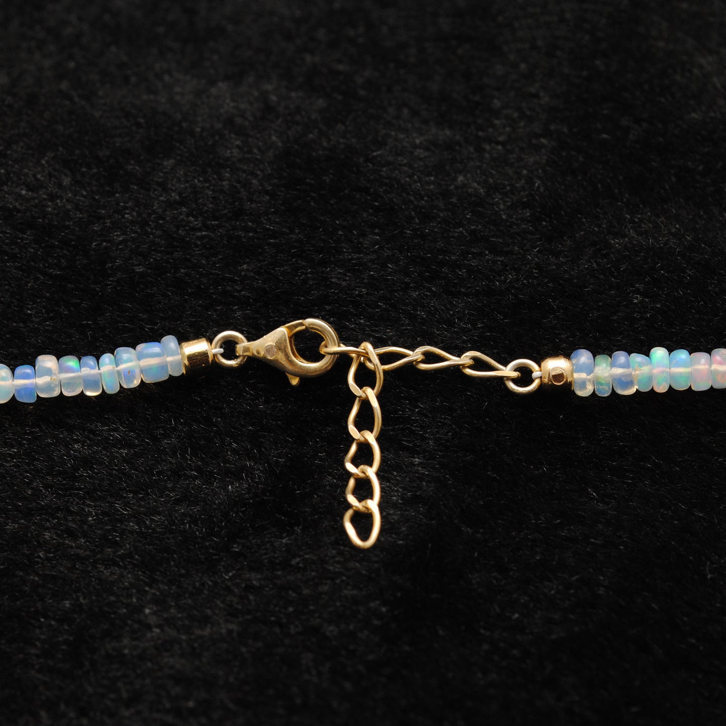 Ethiopian Opal Beaded Necklace – 18" Sterling Silver Choker with Rose Cut Diamond Pendant