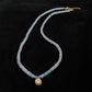 Ethiopian Opal Beaded Necklace – 18" Sterling Silver Choker with Rose Cut Diamond Pendant