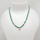 Natural Emerald & Rose Cut Diamond Pendant Necklace