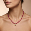 Natural Ruby Beaded Necklace with Polki Flat Cut Diamond Pendant