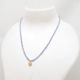 Tanzanite Beads Necklace with Uncut Diamond Pendant