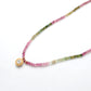 Natural Multi Tourmaline Beaded Necklace with Diamond Pendant