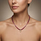 Genuine Ombre Ruby Beaded Necklace with Uncut Diamond Pendant, 925 Sterling Silver, Handmade Jewelry Gift