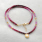 925 Sterling Silver Ruby Shaded Beaded Necklace with Polki Diamond Pendant