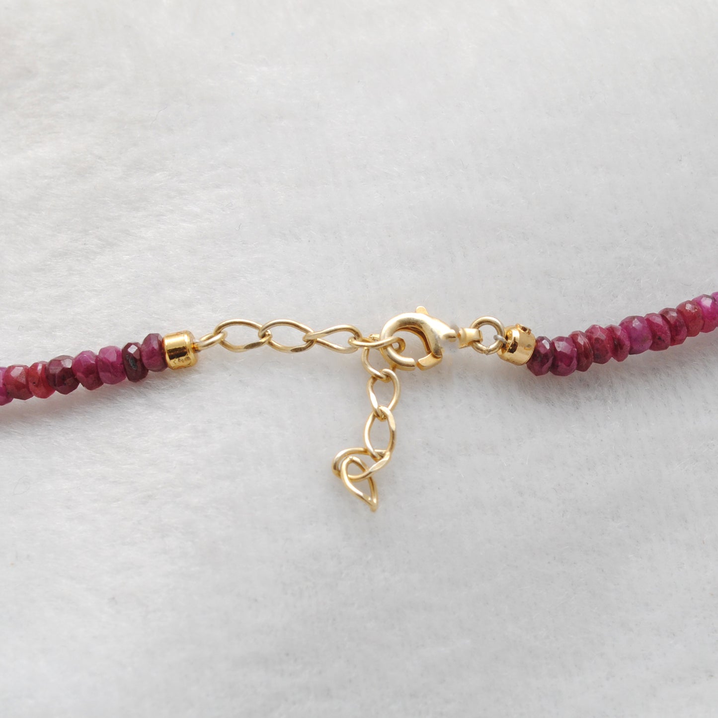 925 Sterling Silver Ruby Shaded Beaded Necklace with Polki Diamond Pendant