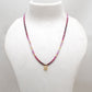 Genuine Ombre Ruby Beaded Necklace with Uncut Diamond Pendant, 925 Sterling Silver, Handmade Jewelry Gift