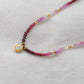Genuine Ombre Ruby Beaded Necklace with Uncut Diamond Pendant, 925 Sterling Silver, Handmade Jewelry Gift