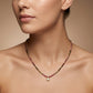 925 Sterling Silver Tourmaline Rondelle Beaded Necklace with Rose Cut Diamond Pendant, Handmade Gift