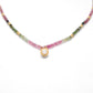 925 Sterling Silver Tourmaline Rondelle Beaded Necklace with Rose Cut Diamond Pendant, Handmade Gift