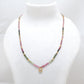 925 Sterling Silver Tourmaline Rondelle Beaded Necklace with Rose Cut Diamond Pendant, Handmade Gift