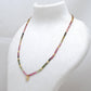 925 Sterling Silver Tourmaline Rondelle Beaded Necklace with Rose Cut Diamond Pendant, Handmade Gift
