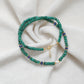 Emerald Rondelle Beads 18k Gold Plated Pearl & Blue Sapphire Beaded Necklace