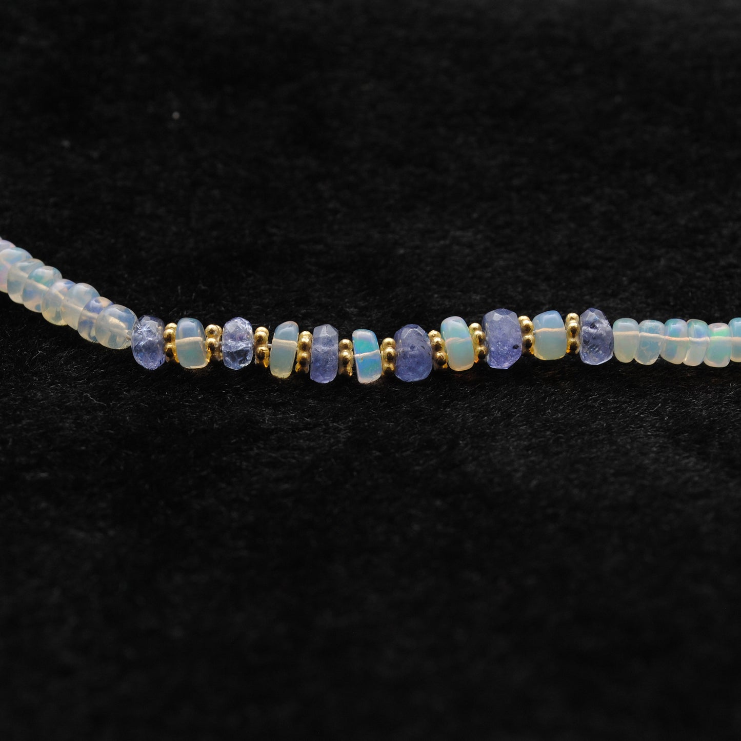 18" Ethiopian Opal & Tanzanite Necklace – 3.5-4.5mm Faceted Rondelle Beads