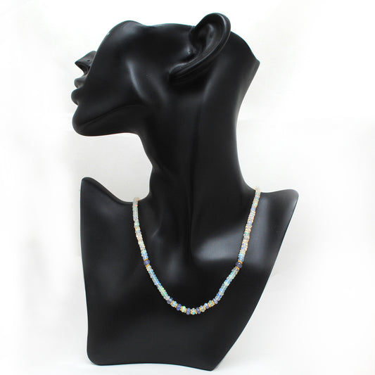 18" Ethiopian Opal & Tanzanite Necklace – 3.5-4.5mm Faceted Rondelle Beads