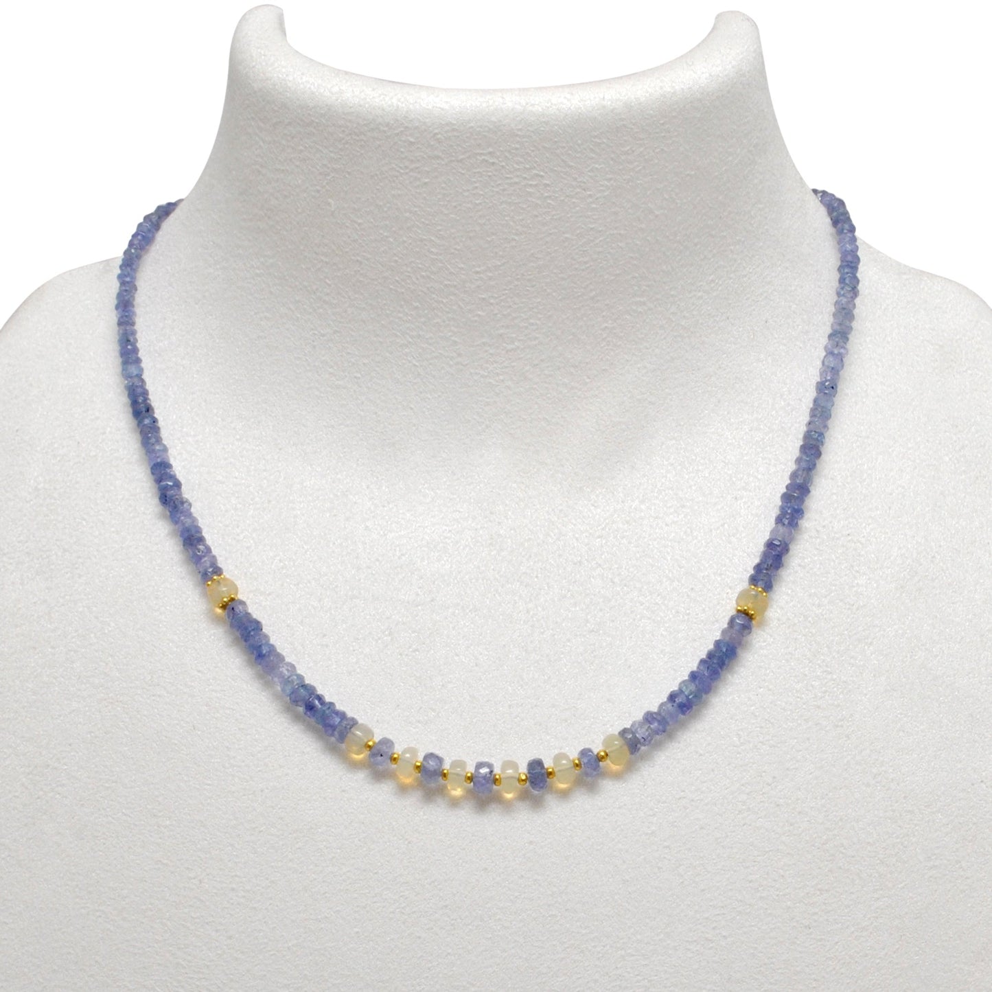 Faceted Tanzanite Ethiopian Opal Gold Plated Necklace