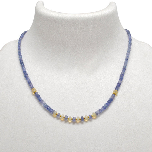 Faceted Tanzanite Ethiopian Opal Gold Plated Necklace