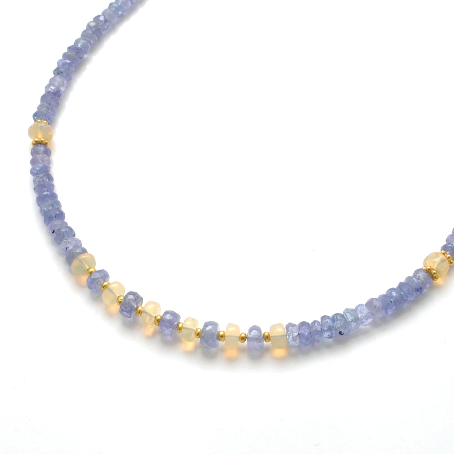 Faceted Tanzanite Ethiopian Opal Gold Plated Necklace