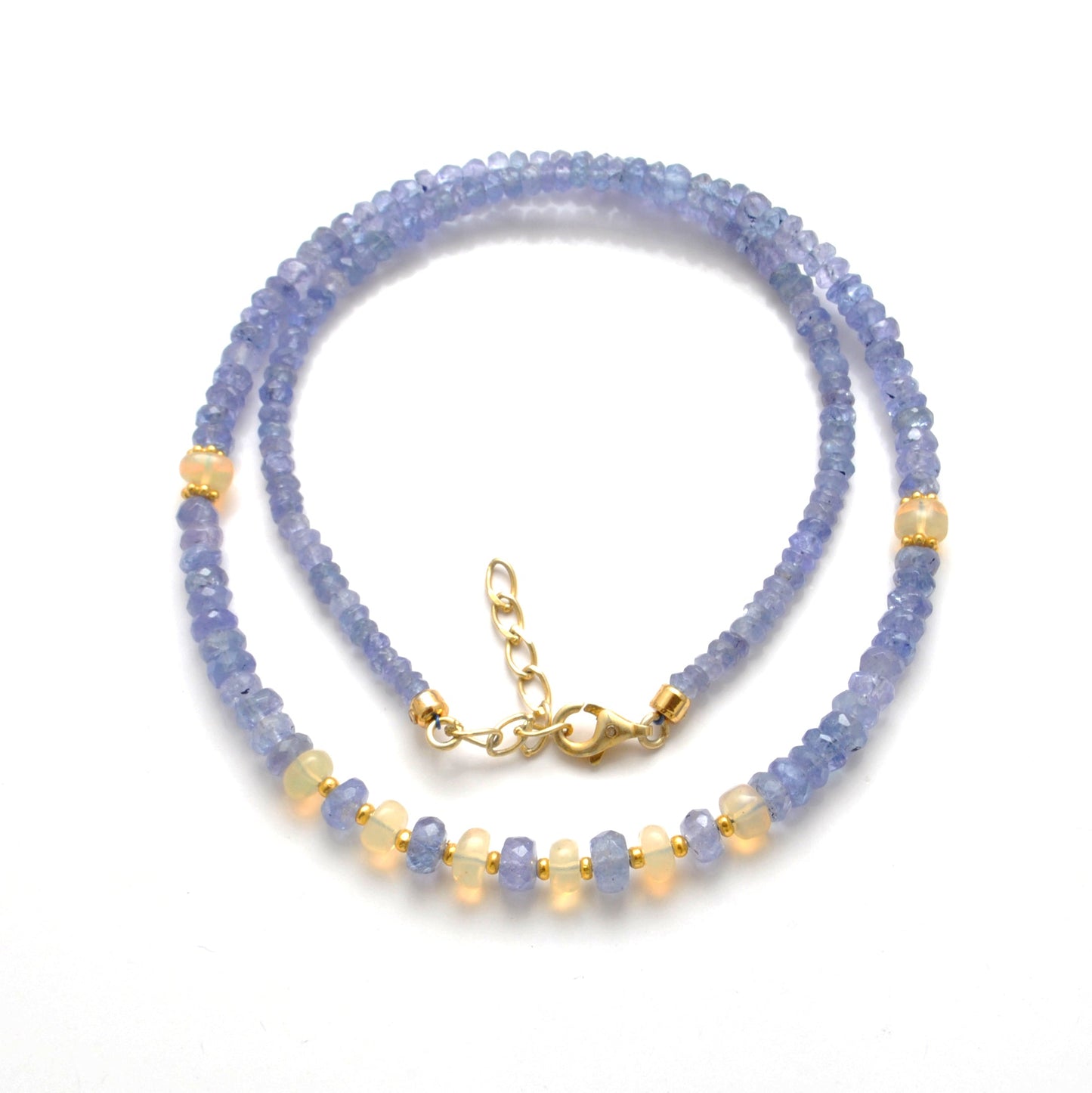 Faceted Tanzanite Ethiopian Opal Gold Plated Necklace
