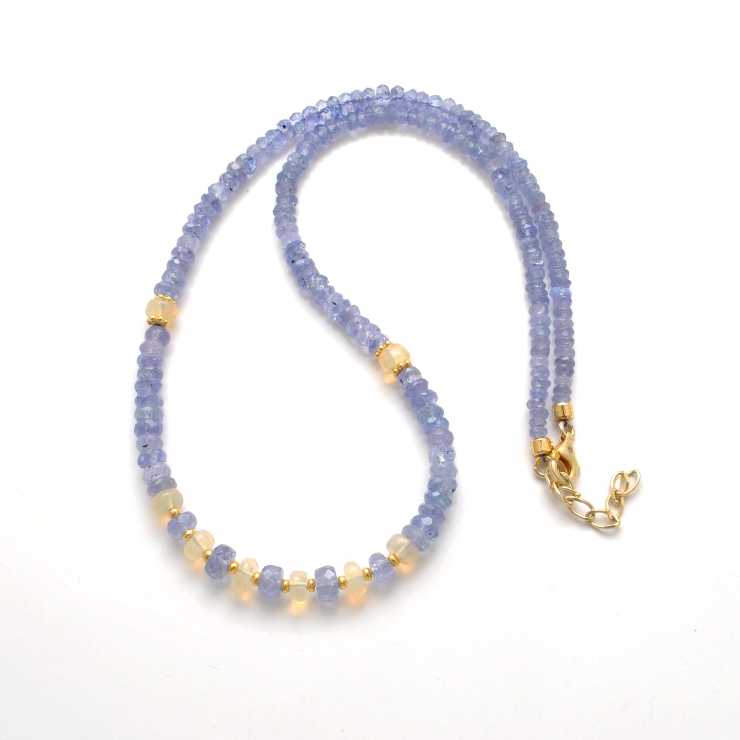 Faceted Tanzanite Ethiopian Opal Gold Plated Necklace