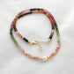 Multi Tourmaline Beaded Necklace with Pearl – Handmade Silver Jewelry