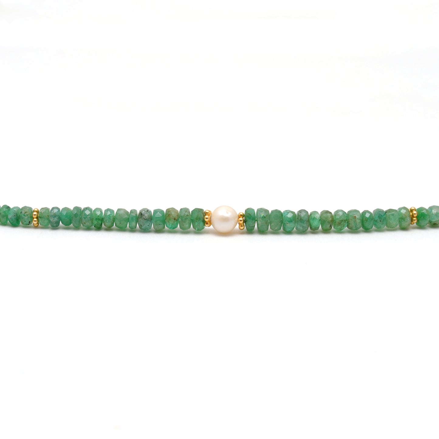 Natural Emerald Beaded Necklace – Micro-Faceted Beads, 925 Silver with Gold Finish