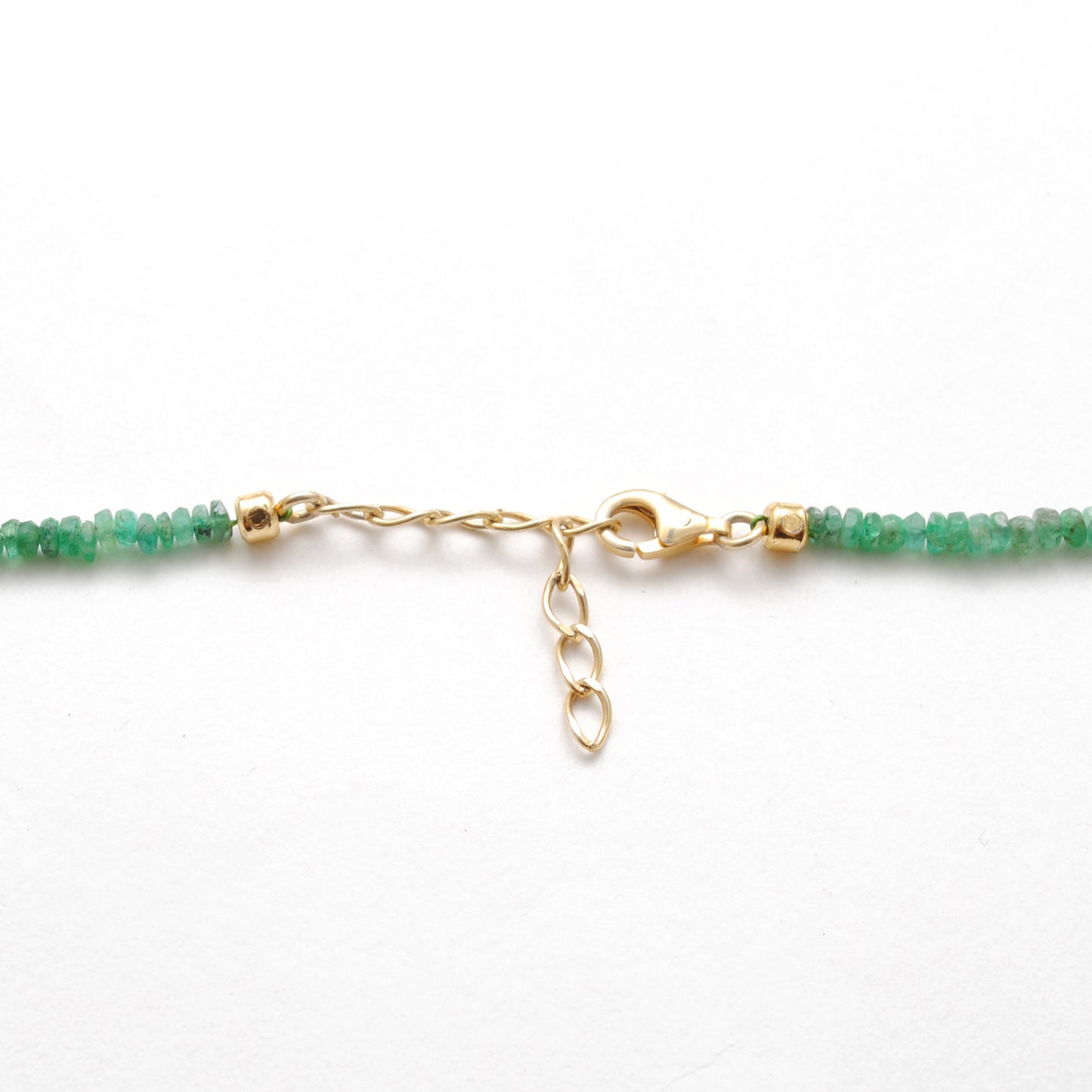 Natural Emerald Beaded Necklace – Micro-Faceted Beads, 925 Silver with Gold Finish