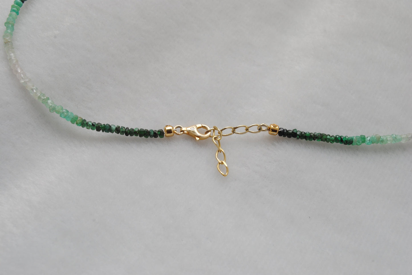 Shaded Emerald Beaded Silver Necklace