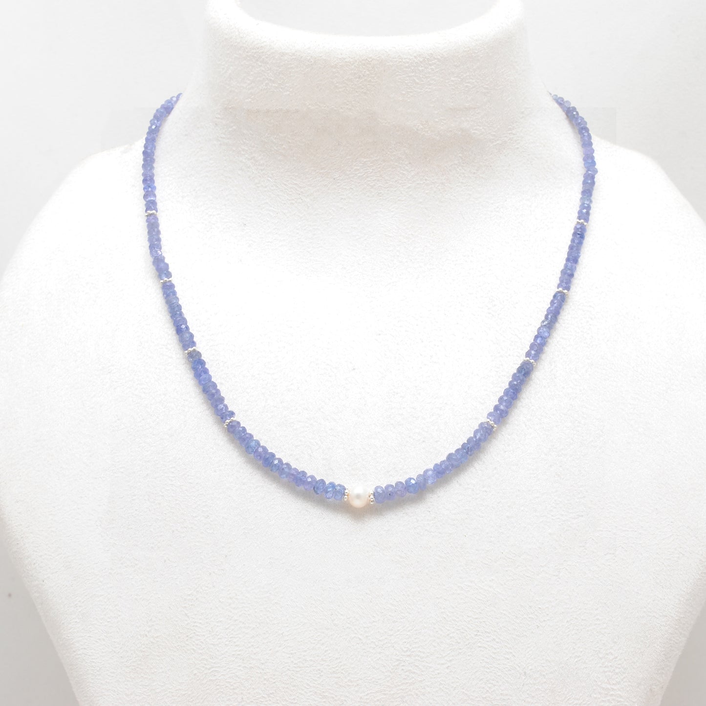 Natural Tanzanite Faceted Rondelle Beaded Necklace – 925 Silver 18" Adjustable Choker