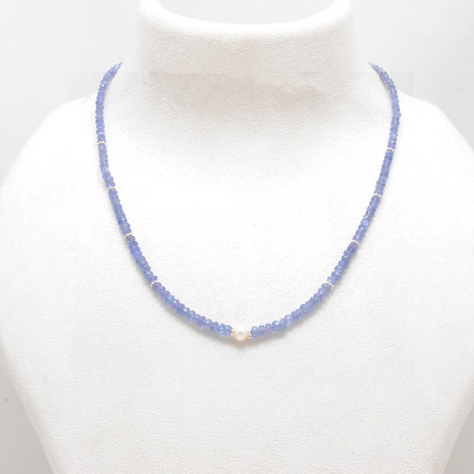 Natural Tanzanite Faceted Rondelle Beaded Necklace – 925 Silver 18" Adjustable Choker - view 3