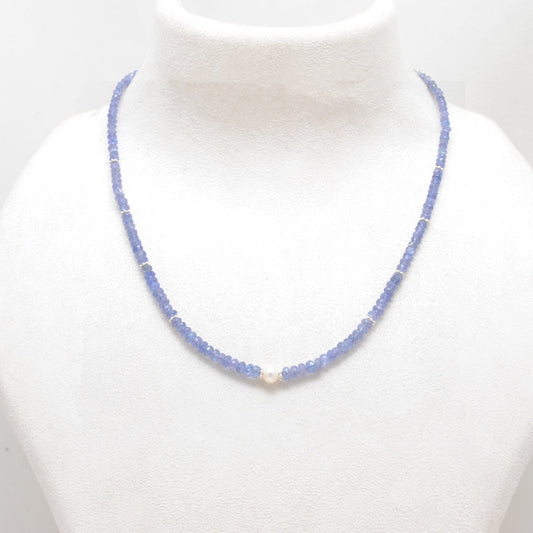 Tanzanite With Fresh water Pearl 925 Silver Necklace