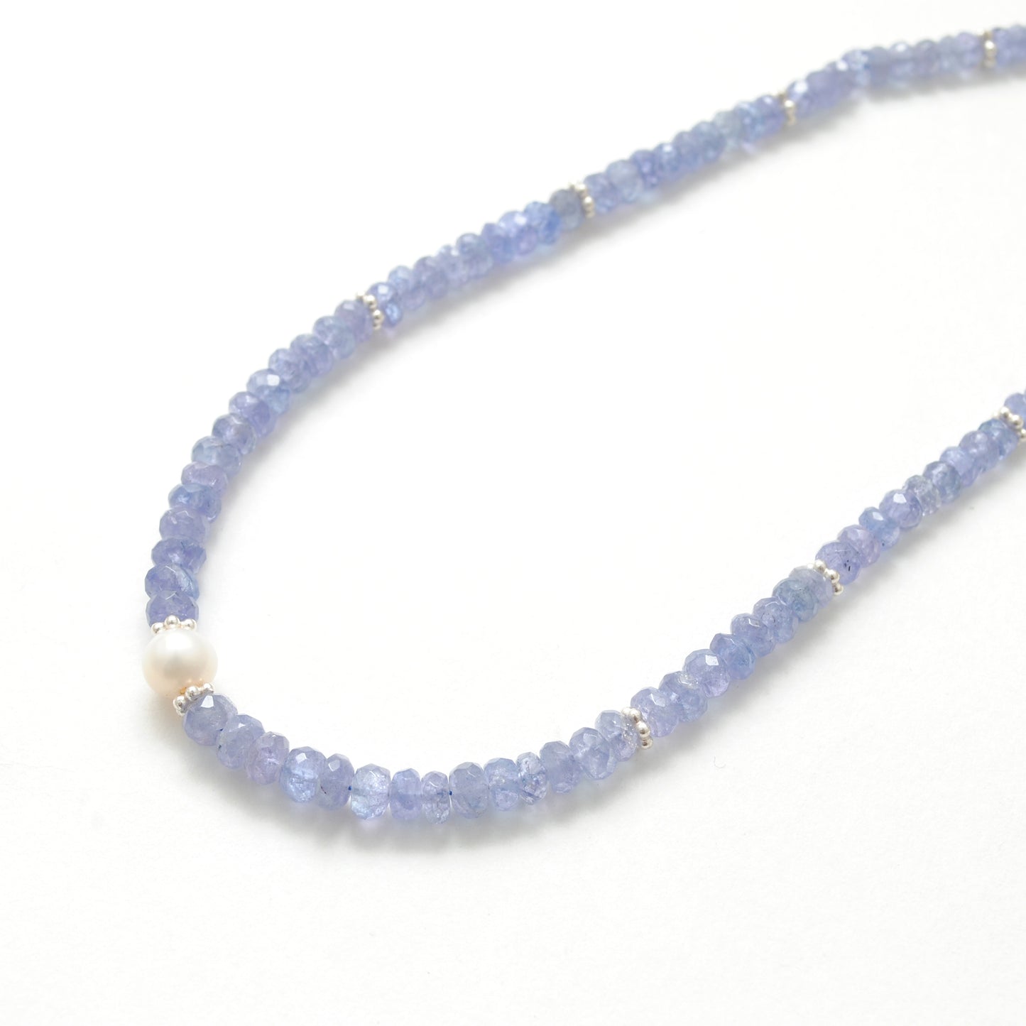 Natural Tanzanite Faceted Rondelle Beaded Necklace – 925 Silver 18" Adjustable Choker