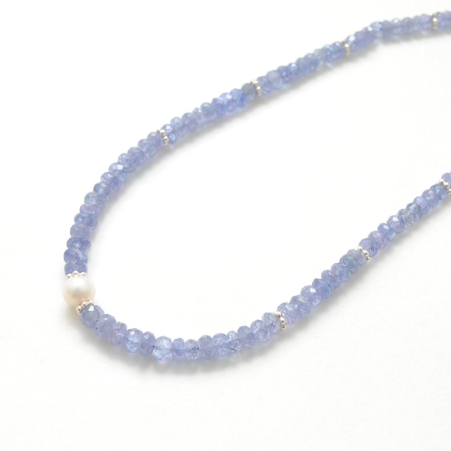 Tanzanite With Fresh water Pearl 925 Silver Necklace