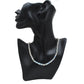 925 Sterling Silver Opal & Freshwater Pearl Beaded Necklace displayed on a bust for elegance.