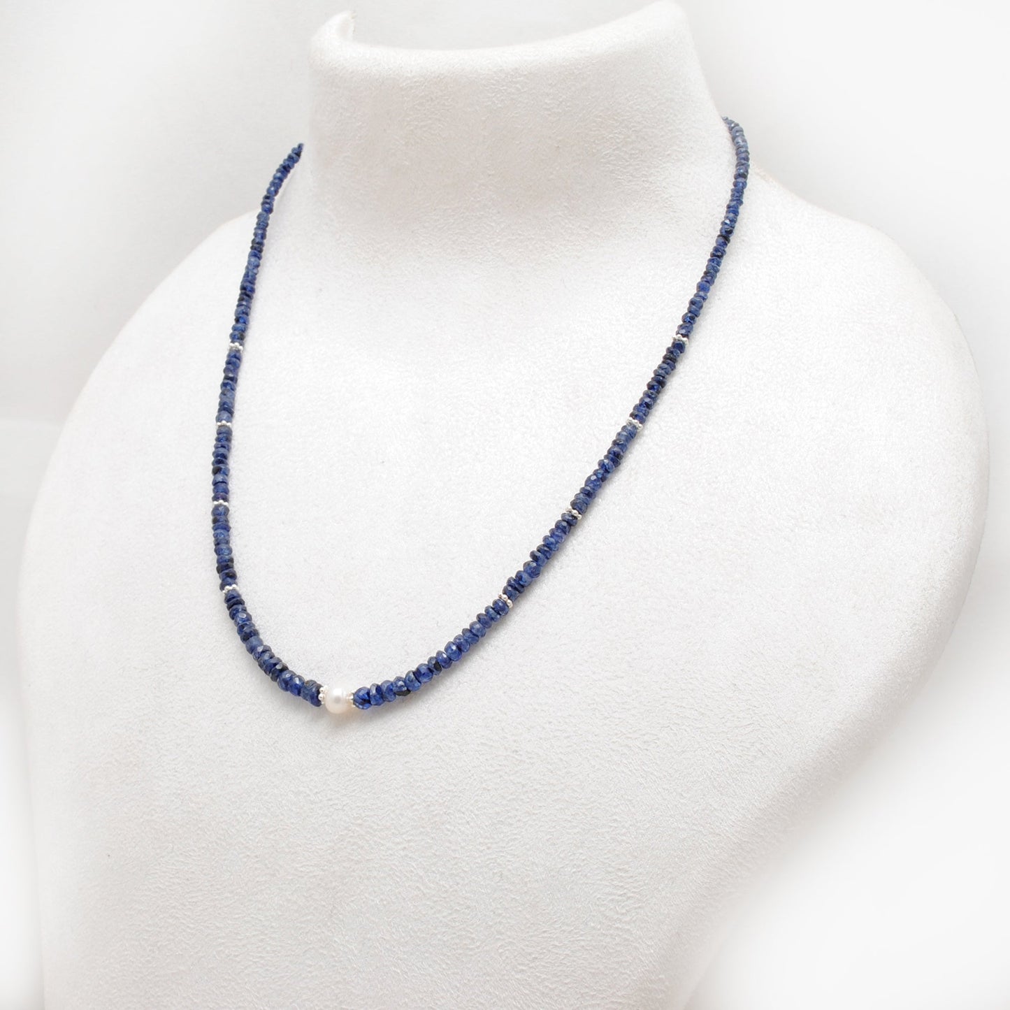 Cut Faceted Blue Sapphire Beads Necklace - Christmas Gift
