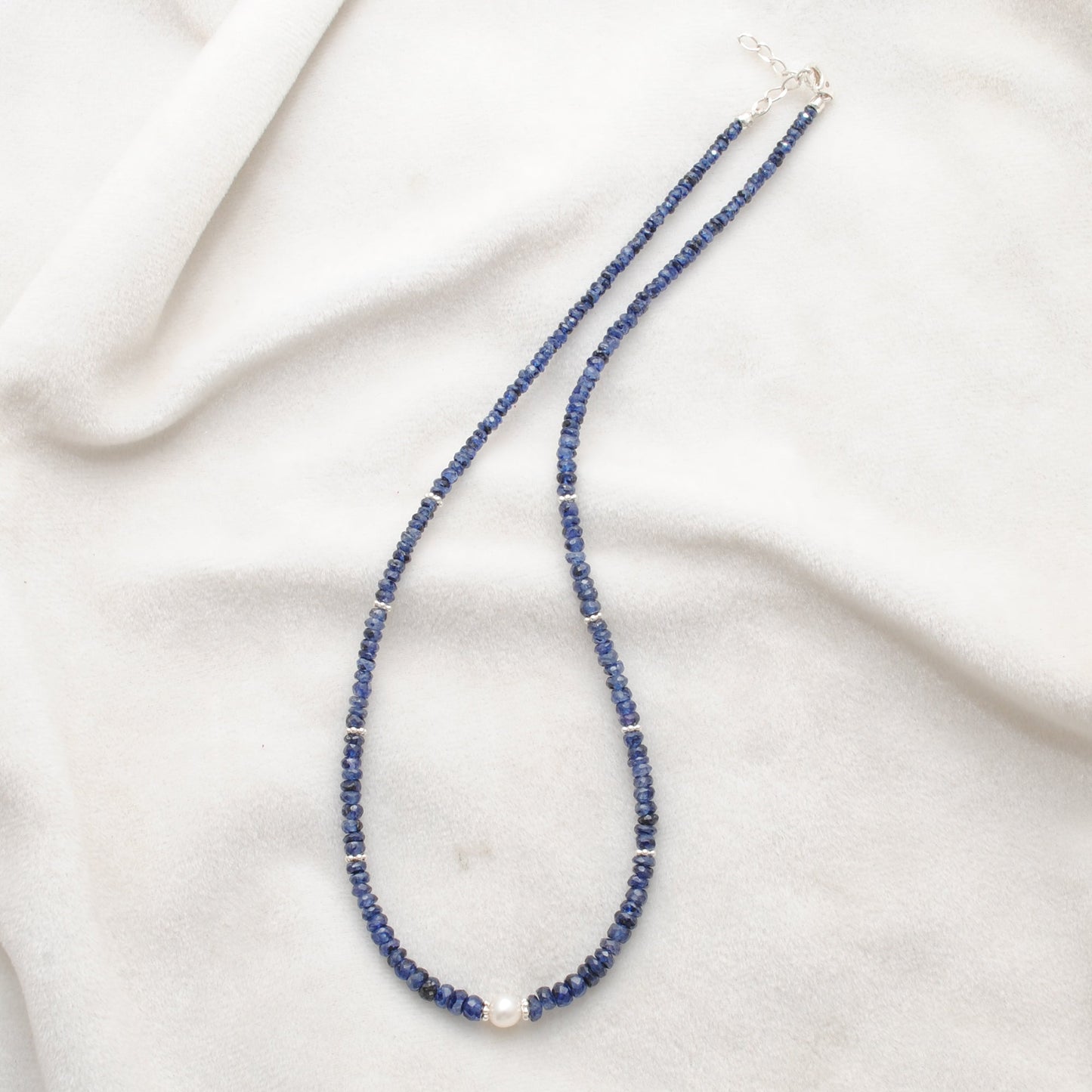 Cut Faceted Blue Sapphire Beads Necklace - Christmas Gift